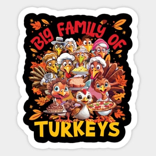 Big Family of Turkeys Sticker